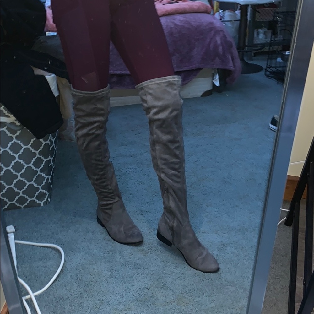 Thigh high grey boots. Original box included